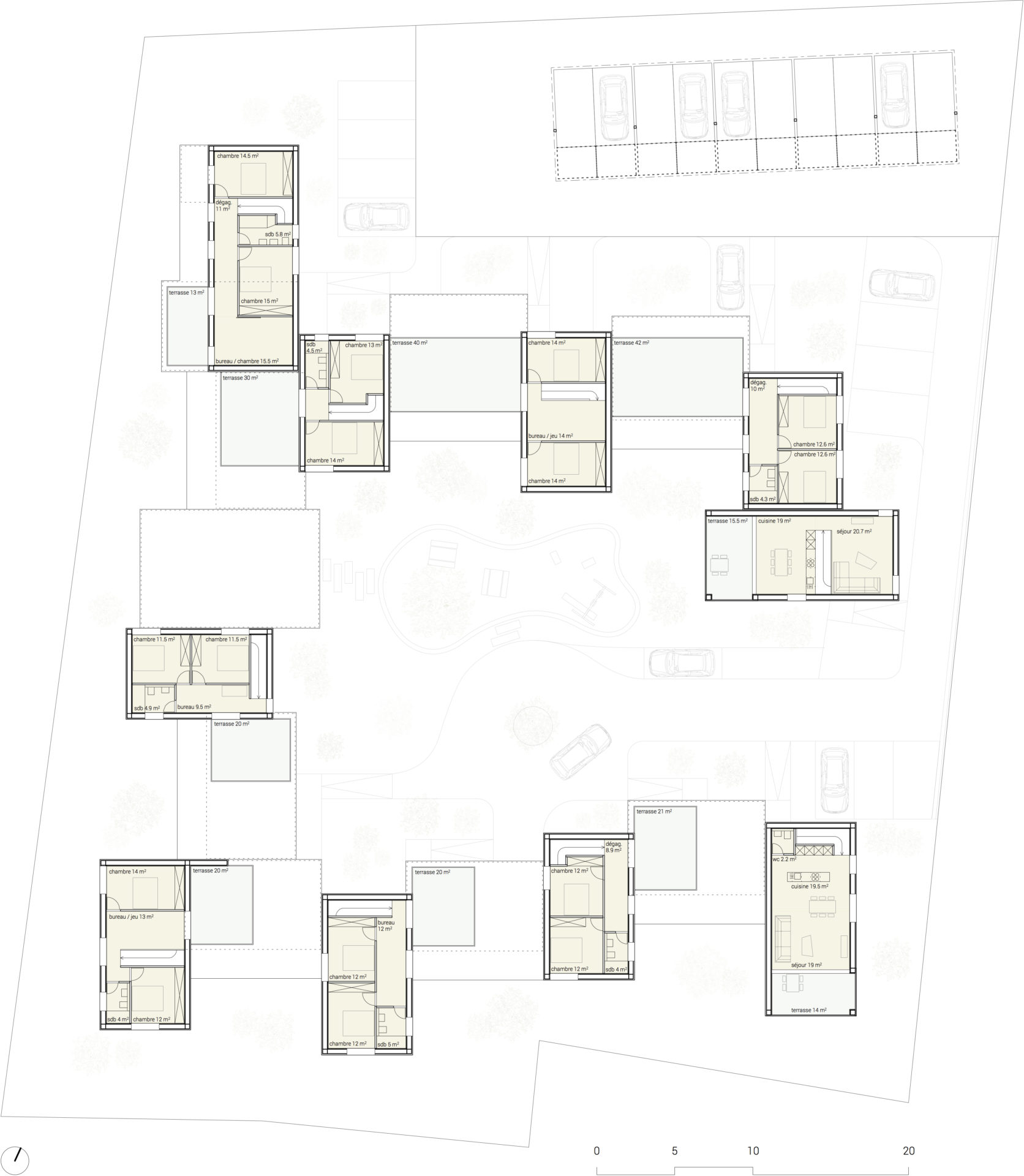 Étage et terrasses | écoquartier - Valais central