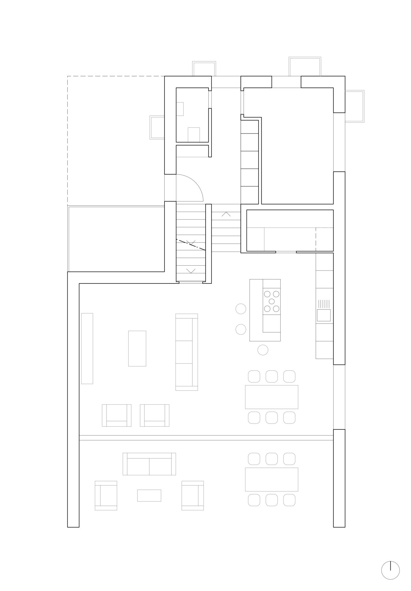 plan du rez-de-chaussée, séjour, salle à manger, cuisine moderne, espace de jour grand, espaces lumineux, grande baie vitrée, vue sur l'extérieur, architecture moderne, agencement moderne, espaces agréable, aménagement intérieurs, aménagements sur mesure, piscine et jacuzzi chauffé, villa de luxe, efficience énergétique, isolation de qualité, panneaux solaires, panneaux photovoltaïques, architecte Sion, construction valais, construction Saint-Léonard, habitation Saint-Léonard, architecte Valais