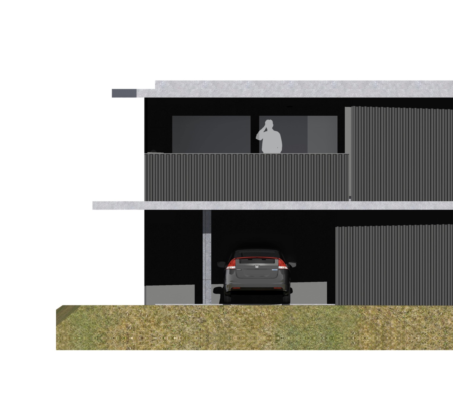 principe de façade avec matériaux réalistes