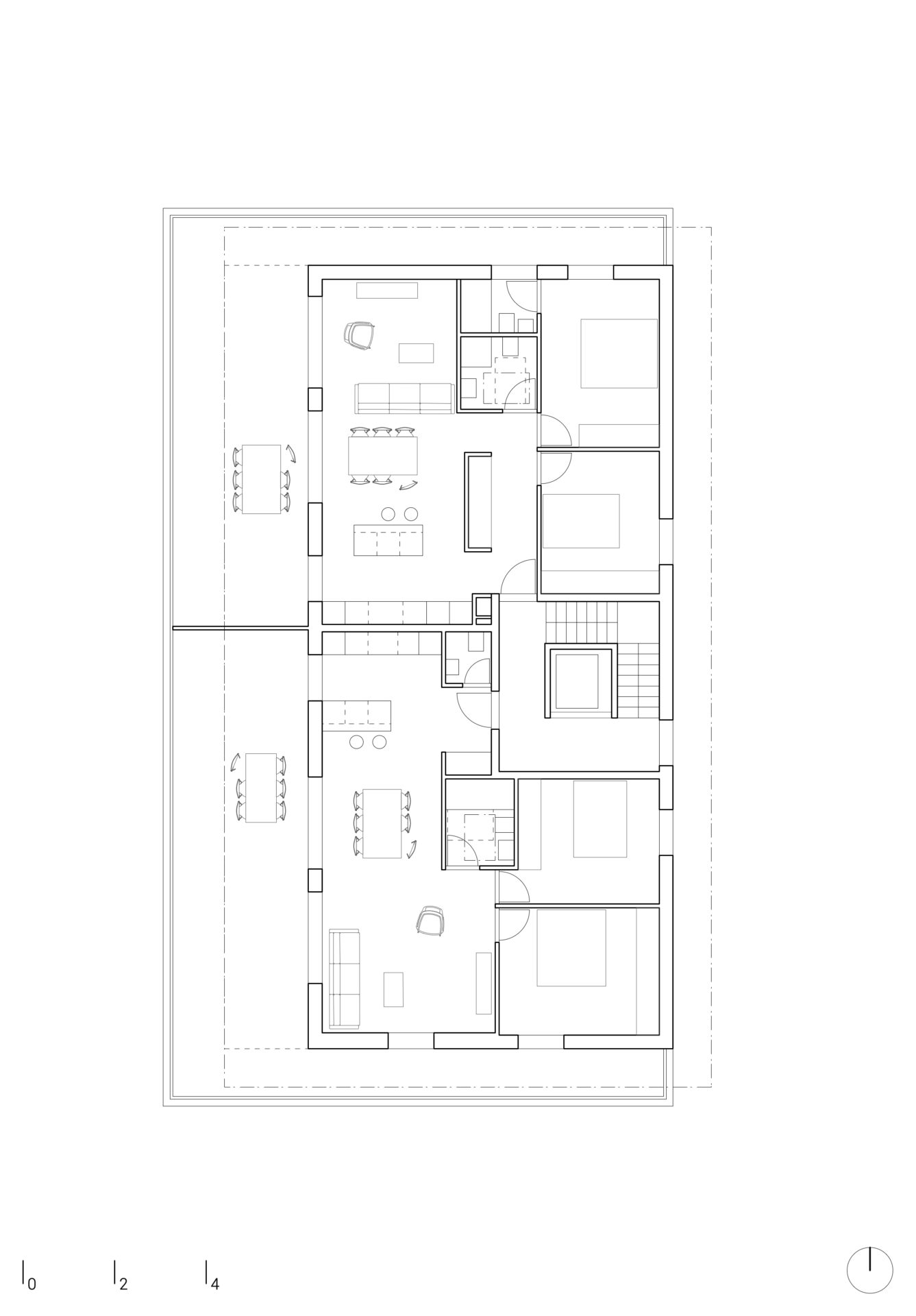 Plan du l'étage d'un immeuble d'habitation à Saint-Léonard en Valais central, architecture en valais central, projet de construction d'habitation collective en Valais, architecte à Sion, bureau d'architecture à Sion