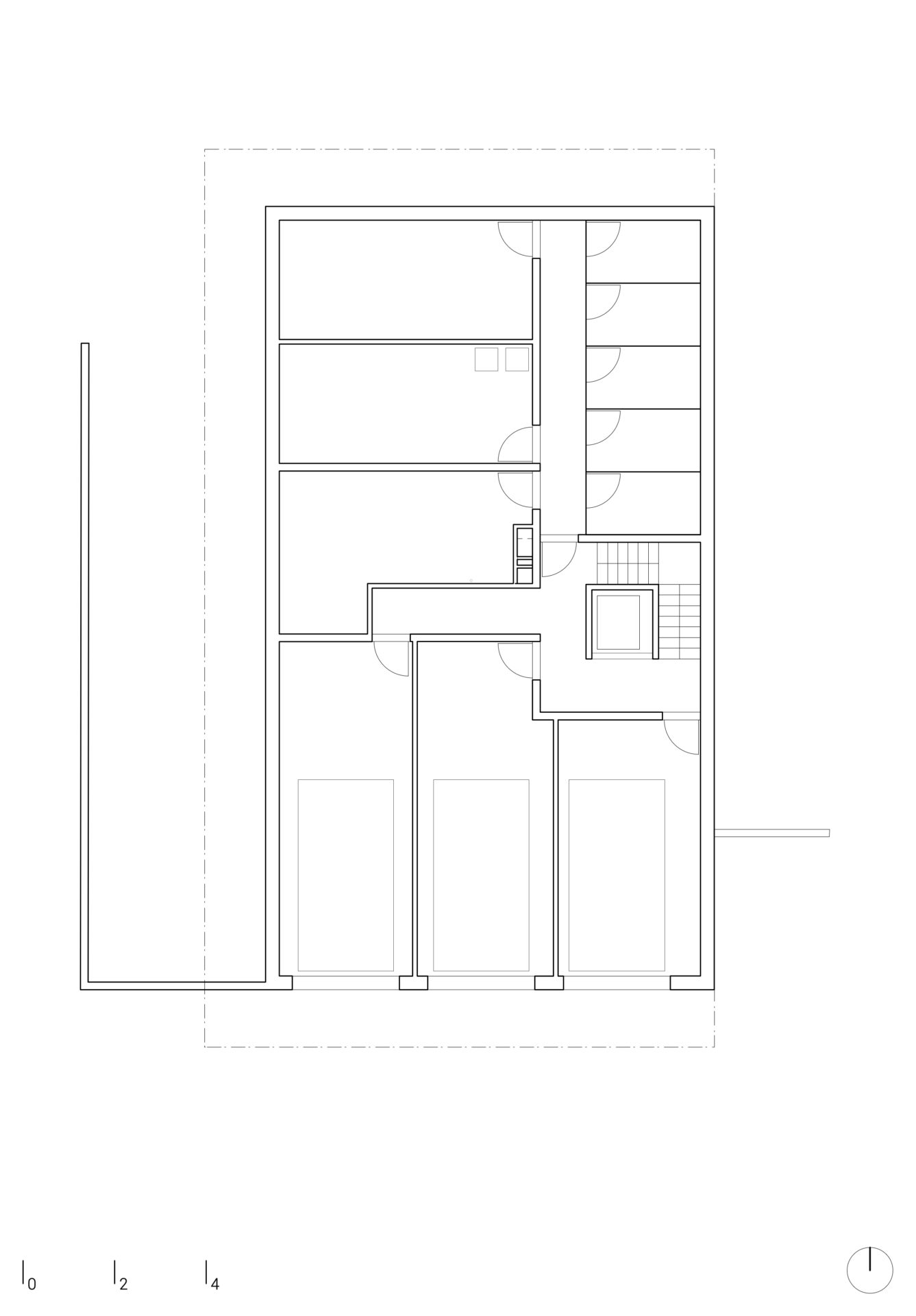 Plan du sous-sol d'un immeuble d'habitation à Saint-Léonard en Valais central, architecture en valais central, projet de construction d'habitation collective en Valais, architecte à Sion, bureau d'architecture à Sion