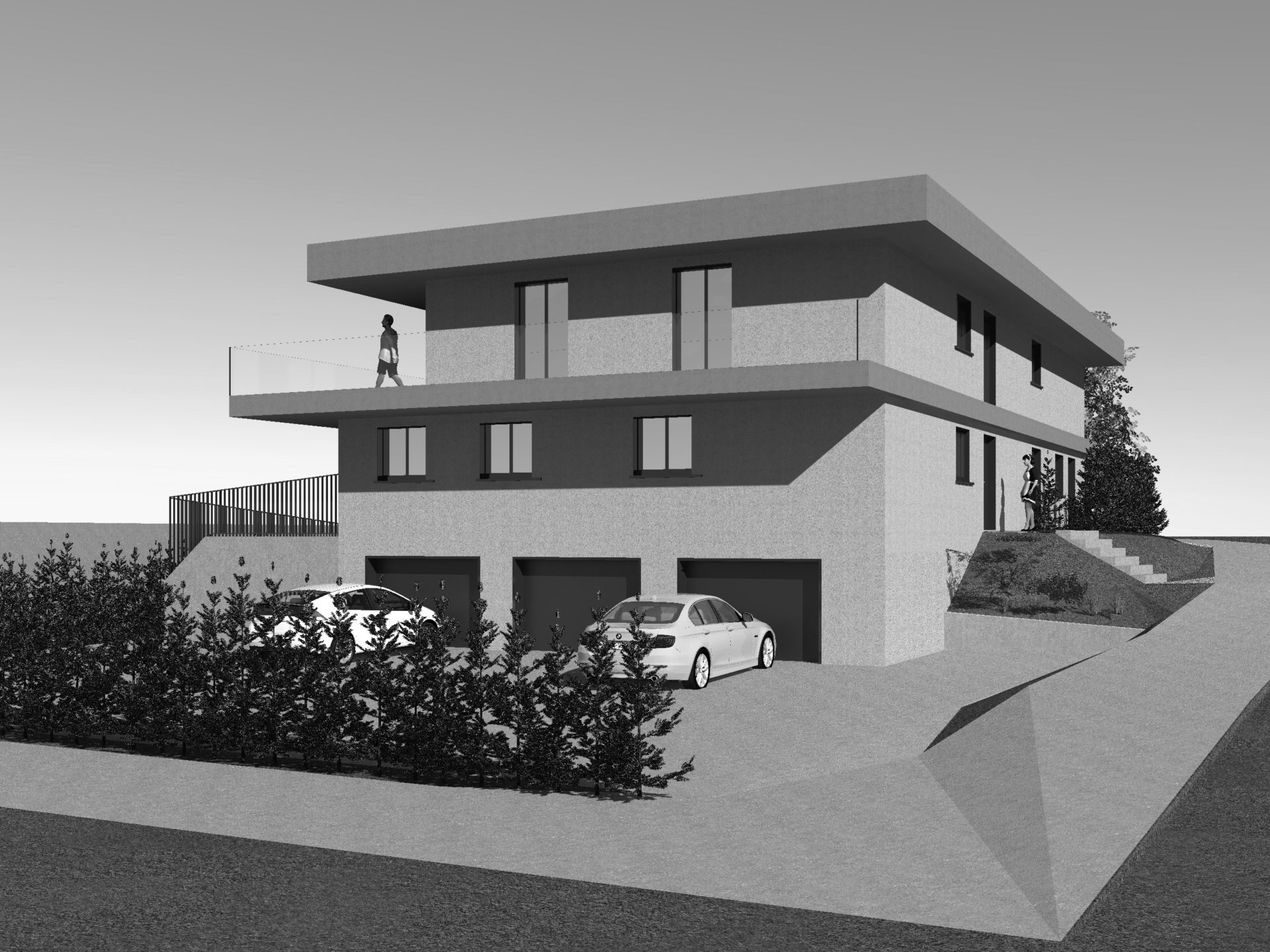 Photomontage d'un immeuble d'habitation à Saint-Léonard en Valais central, architecture en valais central, projet de construction d'habitation collective en Valais, architecte à Sion, bureau d'architecture à Sion