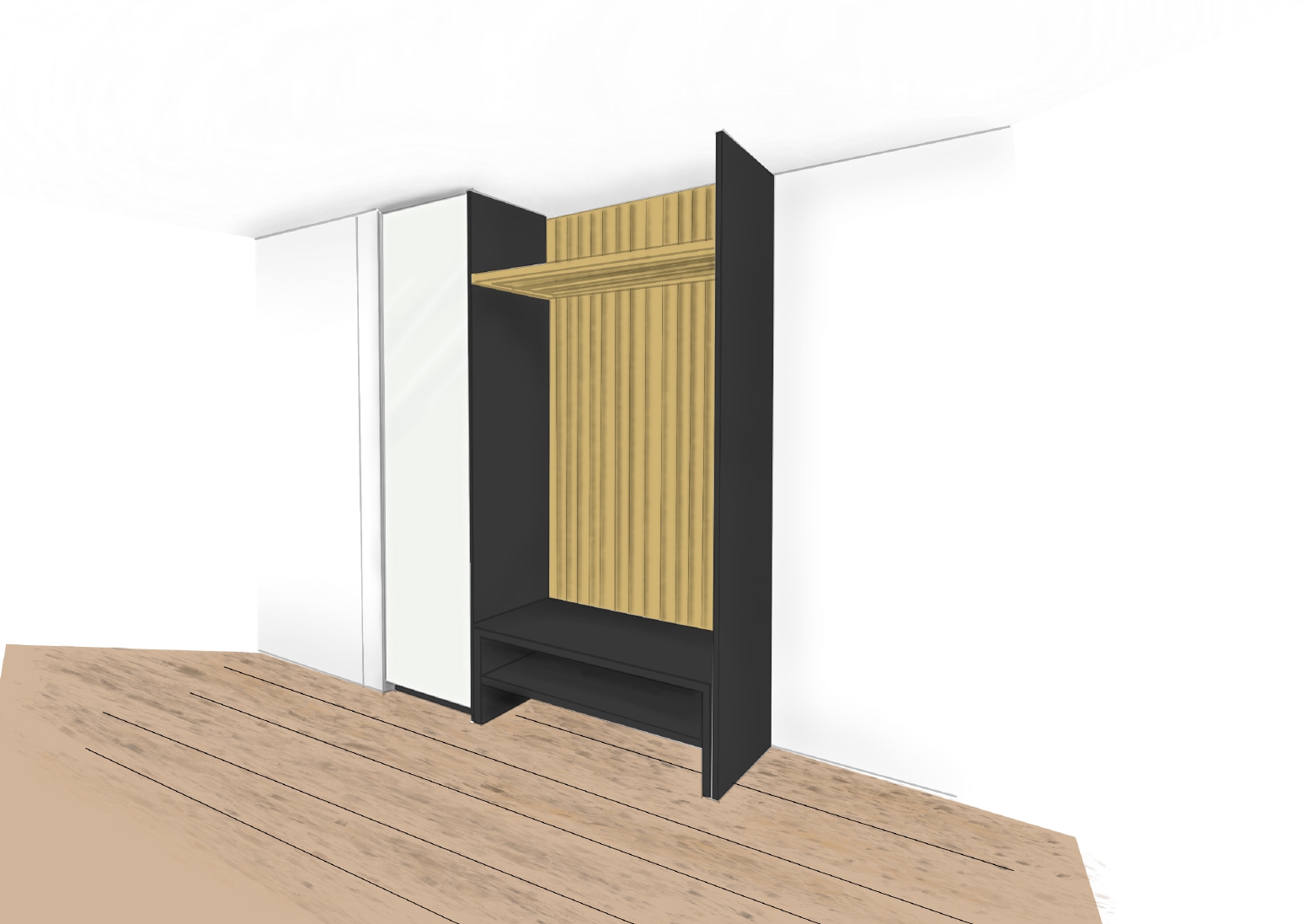 étude de mobilier, vestiaire d'entrée, couleur, matériaux, design, architecture, architecture moderne, aménagement stylé sur mesure, étude d'architecture valais, architecte Sion, bureau d'architecture valais